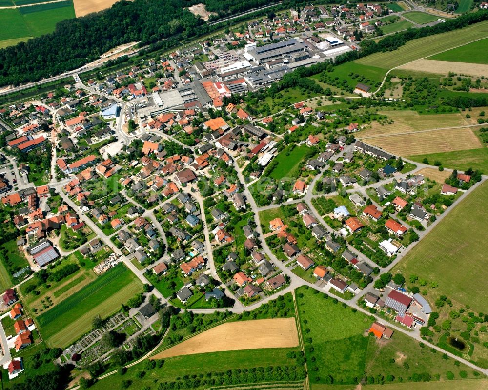 Aerial image Schwerzen - Residential area construction site of a mixed development with multi-family houses and single-family houses- New building at the in Schwerzen in the state Baden-Wuerttemberg, Germany