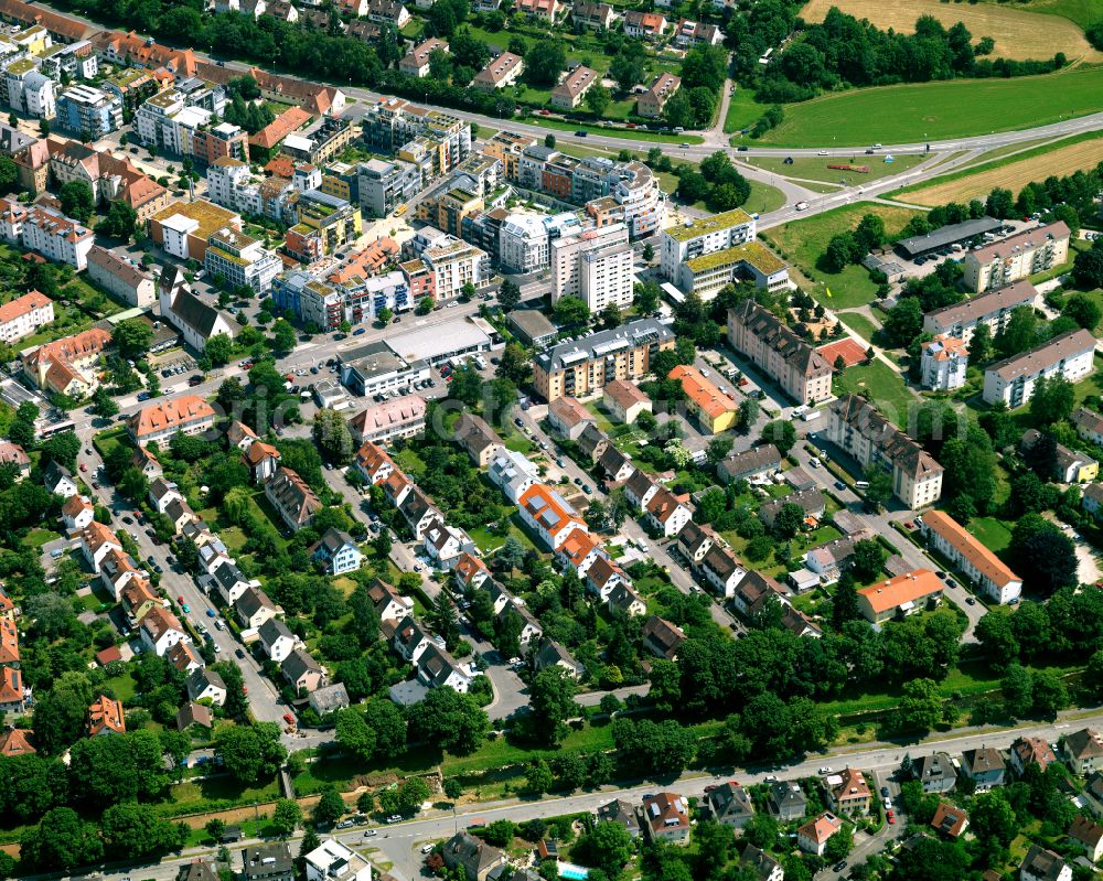 Aerial photograph Südstadt - Residential area construction site of a mixed development with multi-family houses and single-family houses- New building at the in Südstadt in the state Baden-Wuerttemberg, Germany