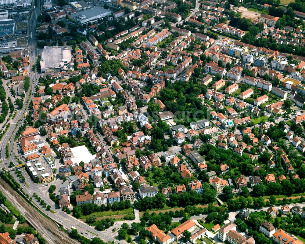 Südstadt from above - Residential area construction site of a mixed development with multi-family houses and single-family houses- New building at the in Südstadt in the state Baden-Wuerttemberg, Germany