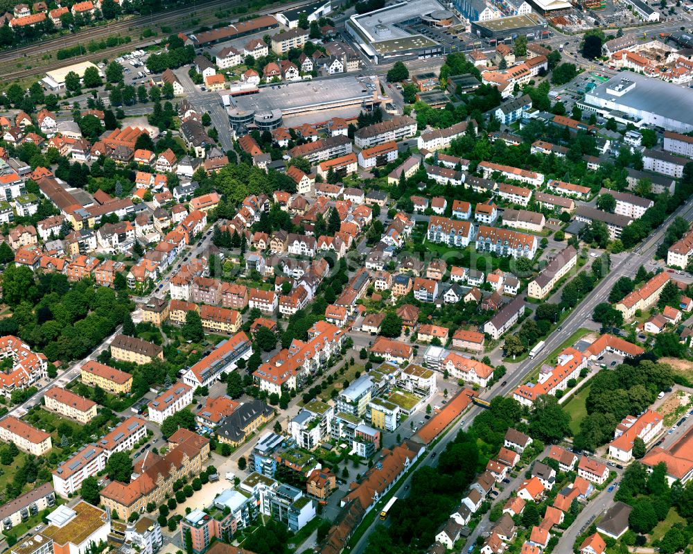 Aerial photograph Südstadt - Residential area construction site of a mixed development with multi-family houses and single-family houses- New building at the in Südstadt in the state Baden-Wuerttemberg, Germany