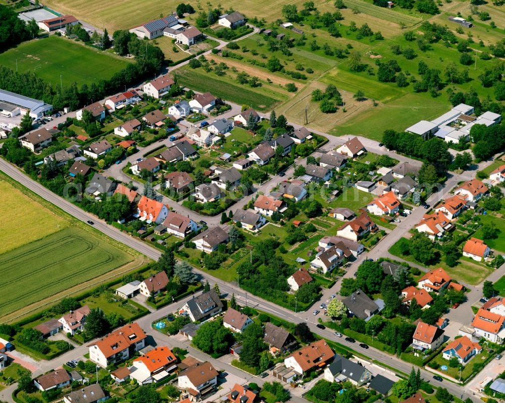 Aerial photograph Seebronn - Residential area construction site of a mixed development with multi-family houses and single-family houses- New building at the in Seebronn in the state Baden-Wuerttemberg, Germany