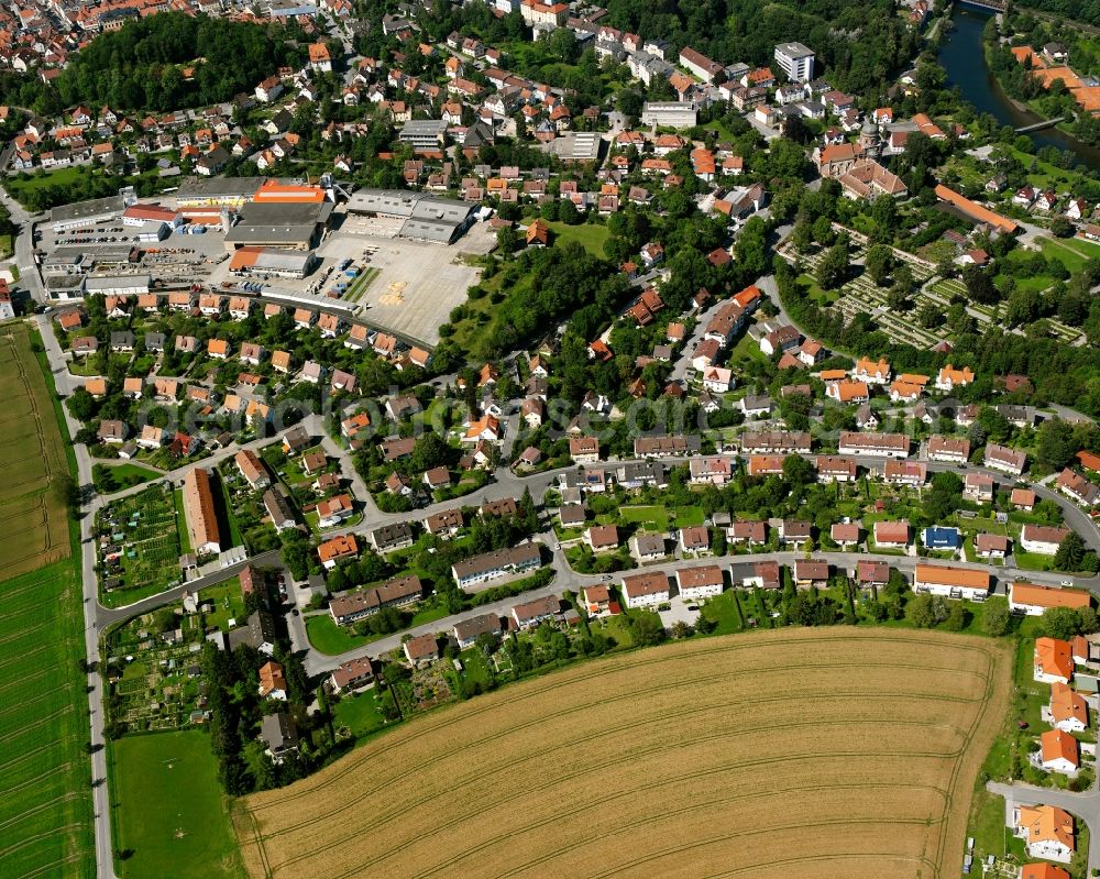 Sigmaringen from above - Residential area construction site of a mixed development with multi-family houses and single-family houses- New building at the in Sigmaringen in the state Baden-Wuerttemberg, Germany