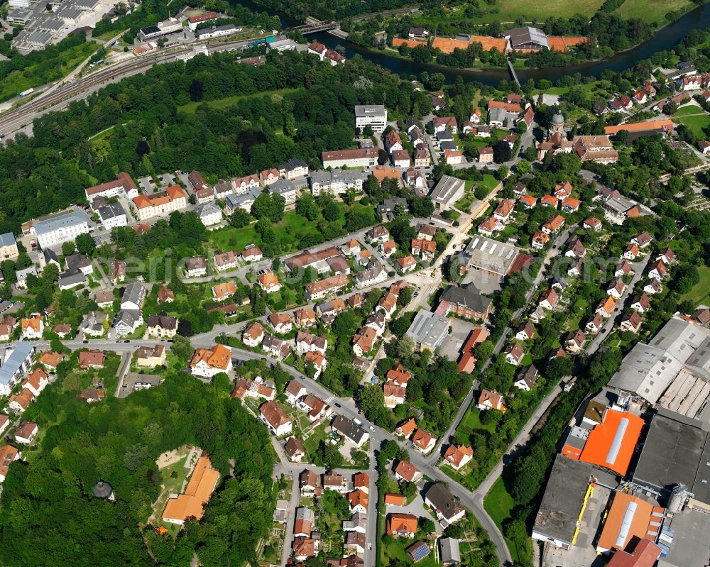 Sigmaringen from the bird's eye view: Residential area construction site of a mixed development with multi-family houses and single-family houses- New building at the in Sigmaringen in the state Baden-Wuerttemberg, Germany