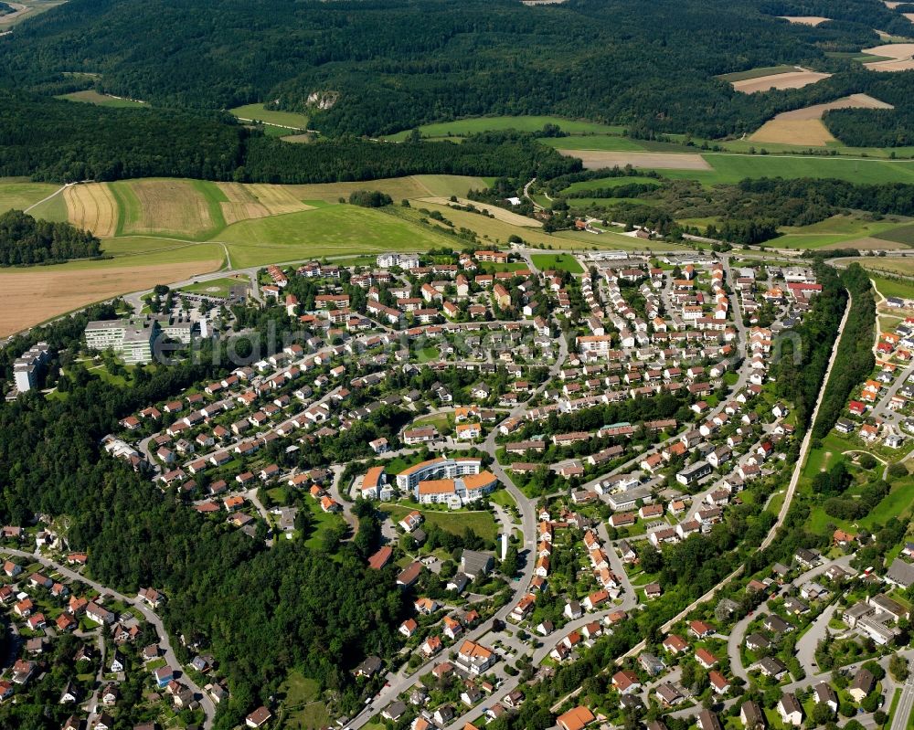 Sigmaringen from above - Residential area construction site of a mixed development with multi-family houses and single-family houses- New building at the in Sigmaringen in the state Baden-Wuerttemberg, Germany