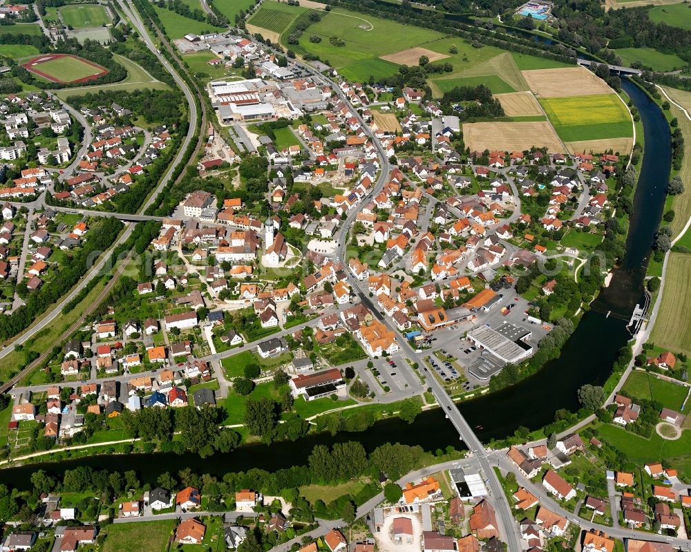 Aerial photograph Sigmaringen - Residential area construction site of a mixed development with multi-family houses and single-family houses- New building at the in Sigmaringen in the state Baden-Wuerttemberg, Germany