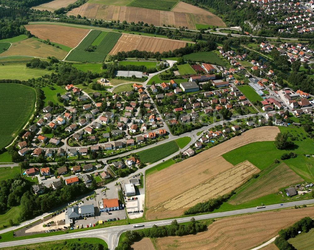 Sigmaringen from the bird's eye view: Residential area construction site of a mixed development with multi-family houses and single-family houses- New building at the in Sigmaringen in the state Baden-Wuerttemberg, Germany