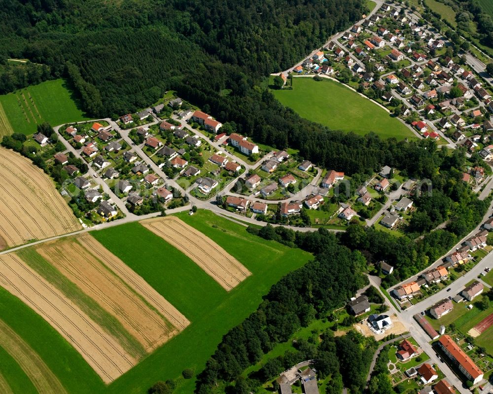 Sigmaringendorf from the bird's eye view: Residential area construction site of a mixed development with multi-family houses and single-family houses- New building at the in Sigmaringendorf in the state Baden-Wuerttemberg, Germany