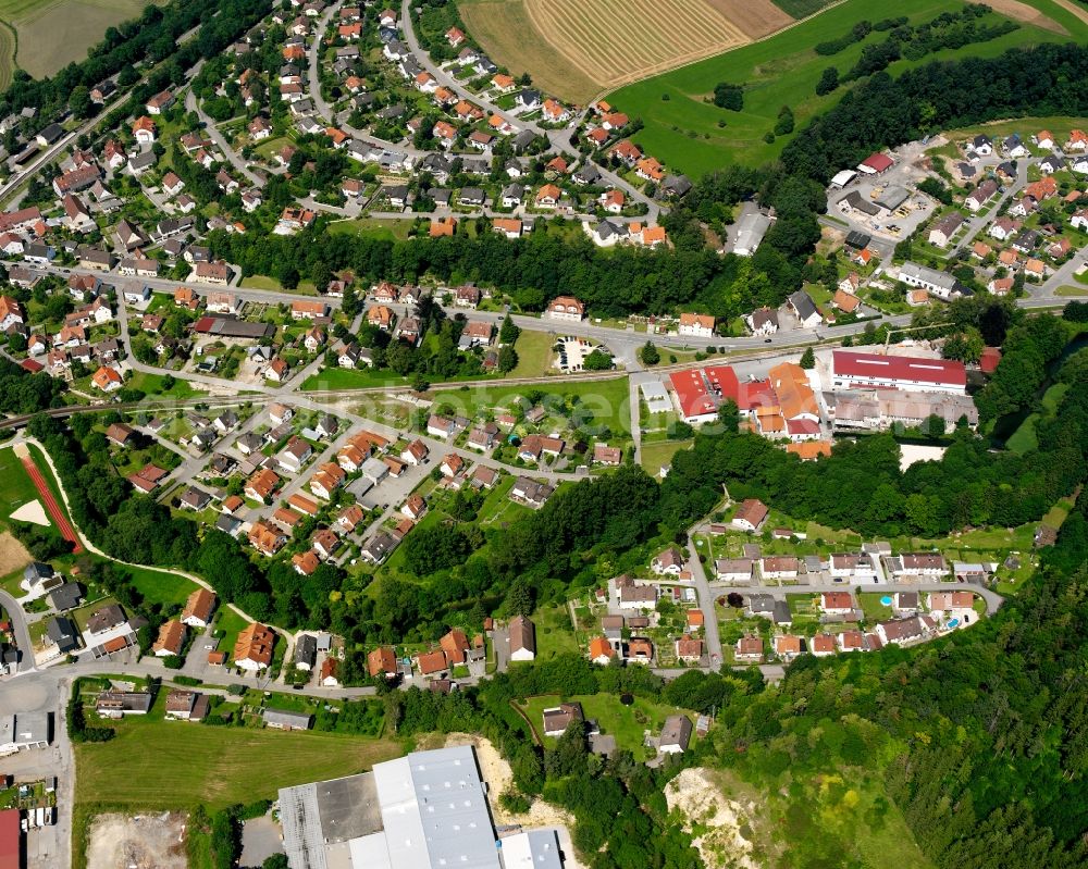 Aerial image Sigmaringendorf - Residential area construction site of a mixed development with multi-family houses and single-family houses- New building at the in Sigmaringendorf in the state Baden-Wuerttemberg, Germany