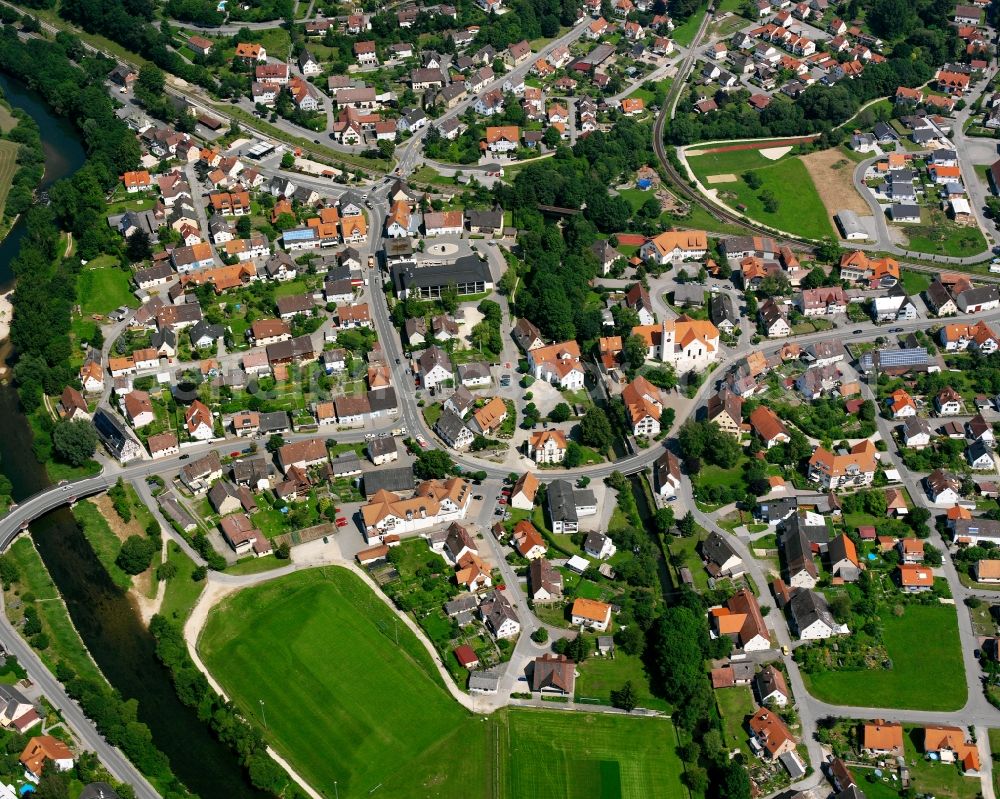 Aerial photograph Sigmaringendorf - Residential area construction site of a mixed development with multi-family houses and single-family houses- New building at the in Sigmaringendorf in the state Baden-Wuerttemberg, Germany