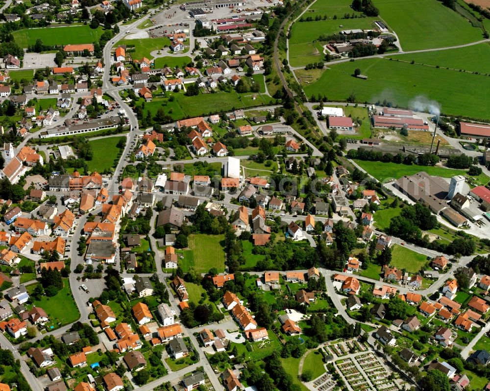 Aerial photograph Spöck - Residential area construction site of a mixed development with multi-family houses and single-family houses- New building at the in Spöck in the state Baden-Wuerttemberg, Germany