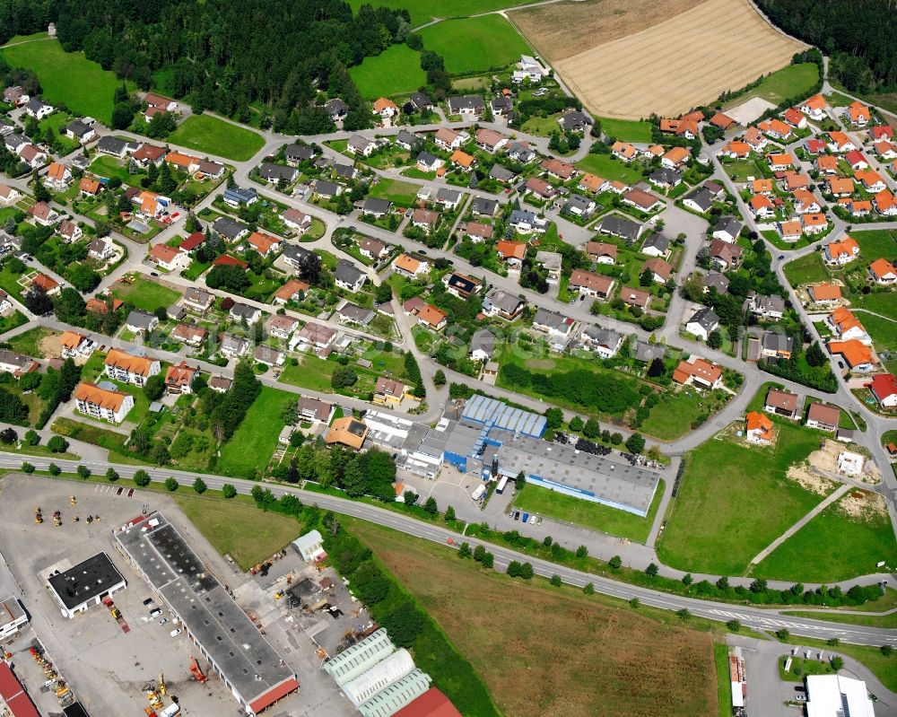 Aerial photograph Spöck - Residential area construction site of a mixed development with multi-family houses and single-family houses- New building at the in Spöck in the state Baden-Wuerttemberg, Germany