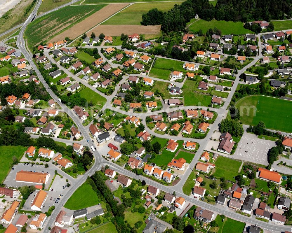 Spöck from above - Residential area construction site of a mixed development with multi-family houses and single-family houses- New building at the in Spöck in the state Baden-Wuerttemberg, Germany