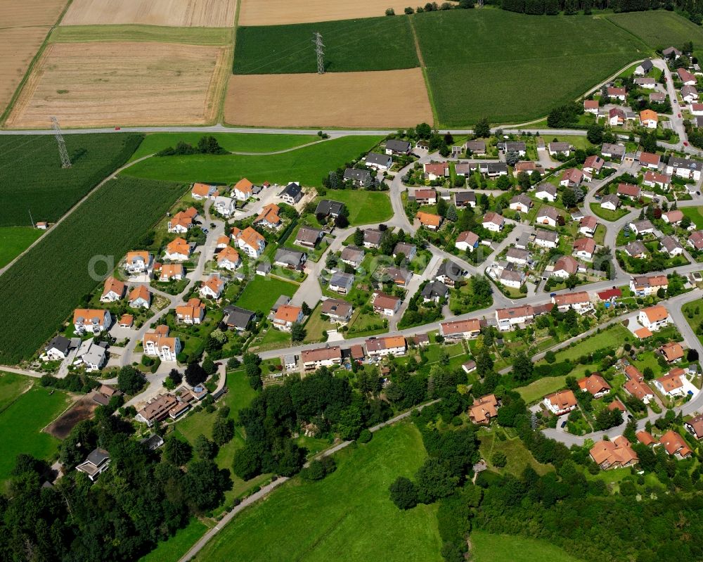 Spöck from the bird's eye view: Residential area construction site of a mixed development with multi-family houses and single-family houses- New building at the in Spöck in the state Baden-Wuerttemberg, Germany