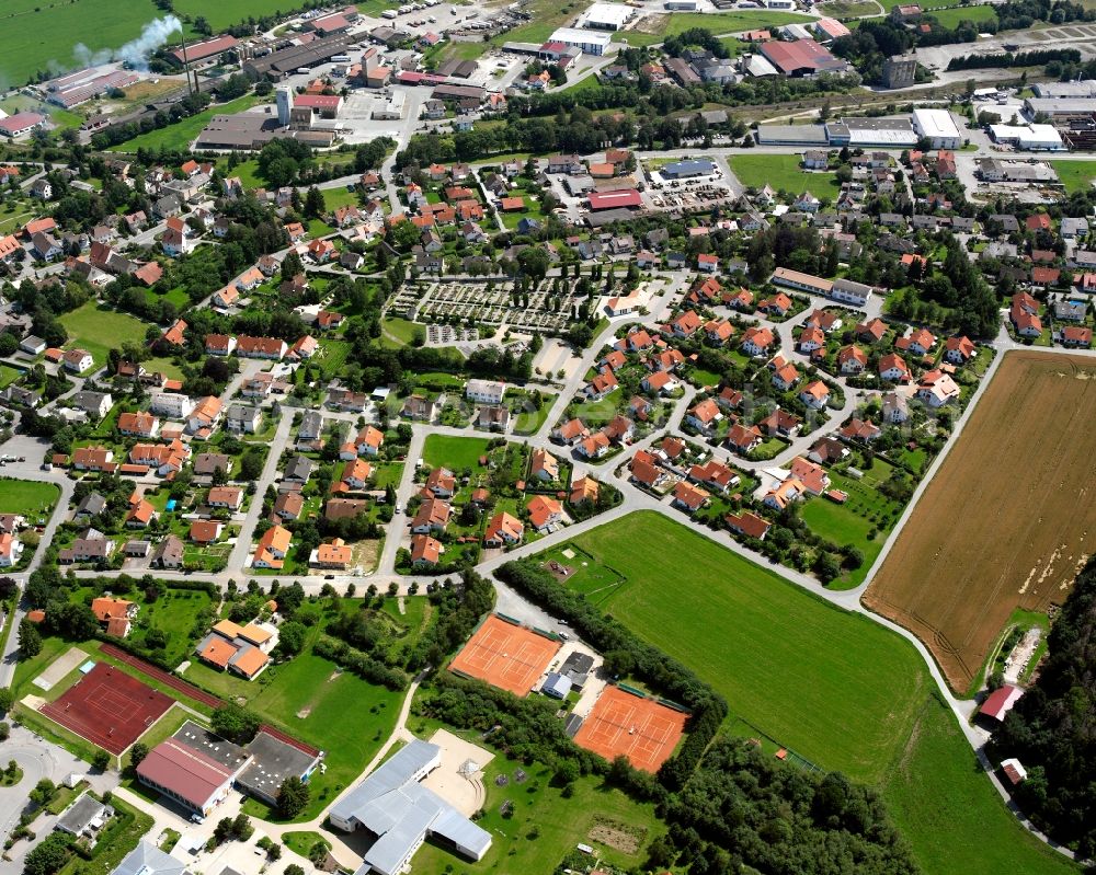 Aerial image Spöck - Residential area construction site of a mixed development with multi-family houses and single-family houses- New building at the in Spöck in the state Baden-Wuerttemberg, Germany