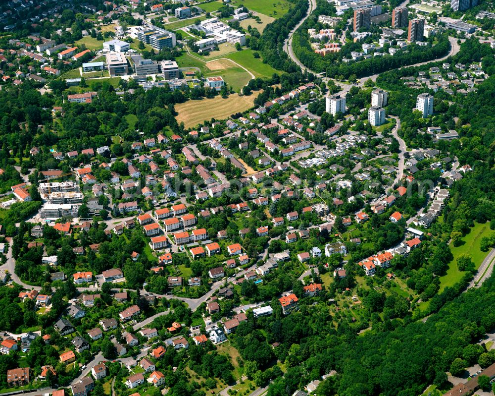 Aerial photograph Tübingen - Residential area construction site of a mixed development with multi-family houses and single-family houses- New building at the in Tübingen in the state Baden-Wuerttemberg, Germany