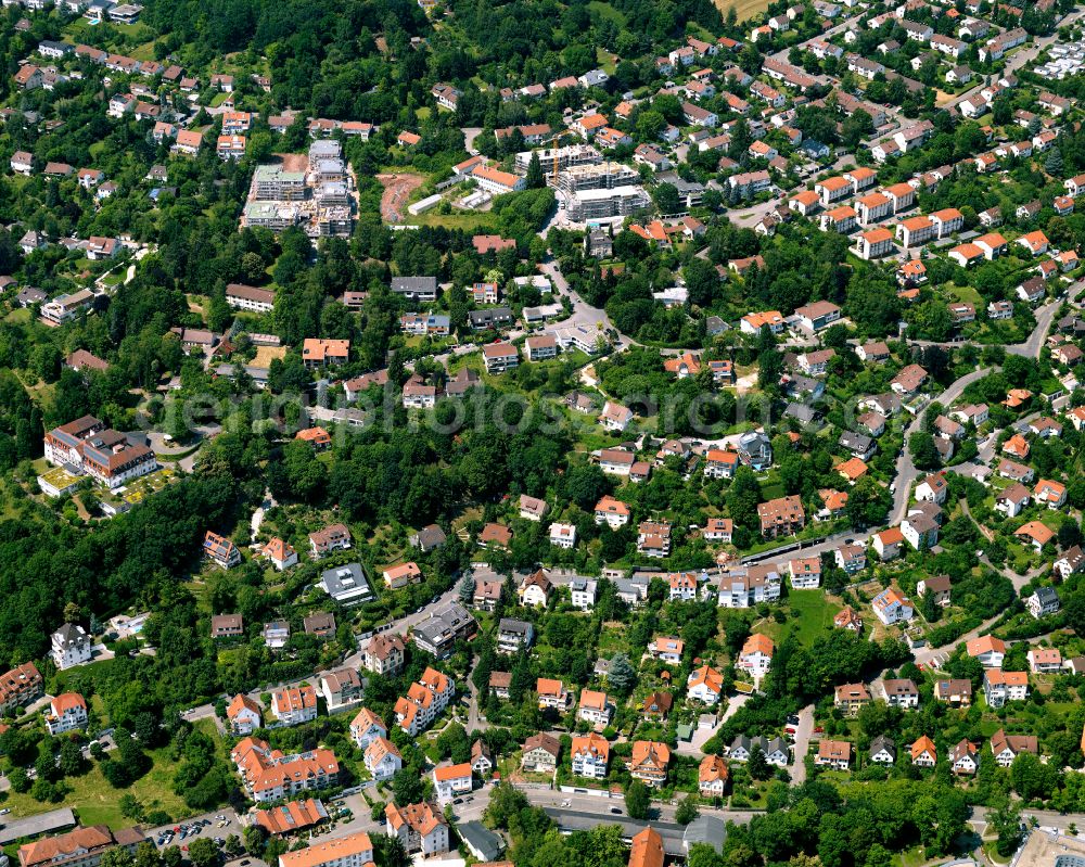 Tübingen from above - Residential area construction site of a mixed development with multi-family houses and single-family houses- New building at the in Tübingen in the state Baden-Wuerttemberg, Germany