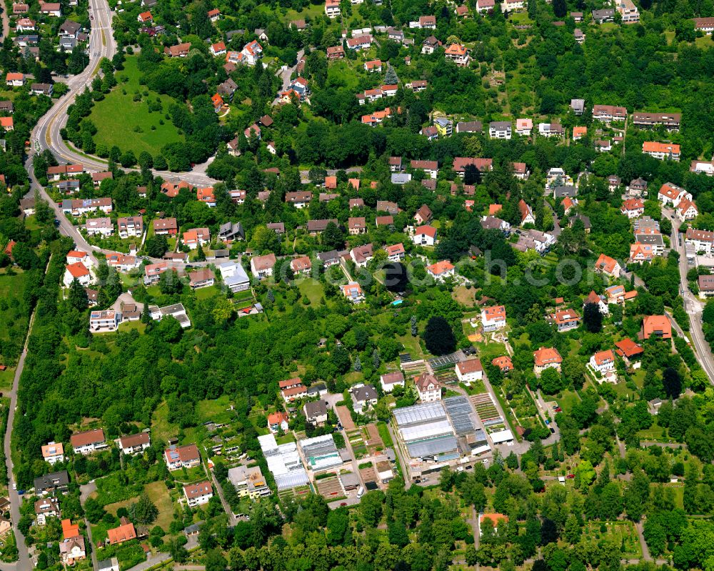 Aerial image Tübingen - Residential area construction site of a mixed development with multi-family houses and single-family houses- New building at the in Tübingen in the state Baden-Wuerttemberg, Germany