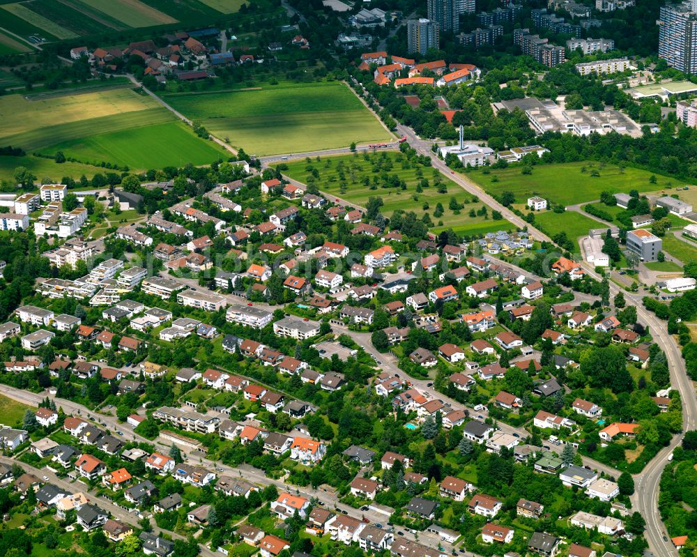 Aerial image Tübingen - Residential area construction site of a mixed development with multi-family houses and single-family houses- New building at the in Tübingen in the state Baden-Wuerttemberg, Germany