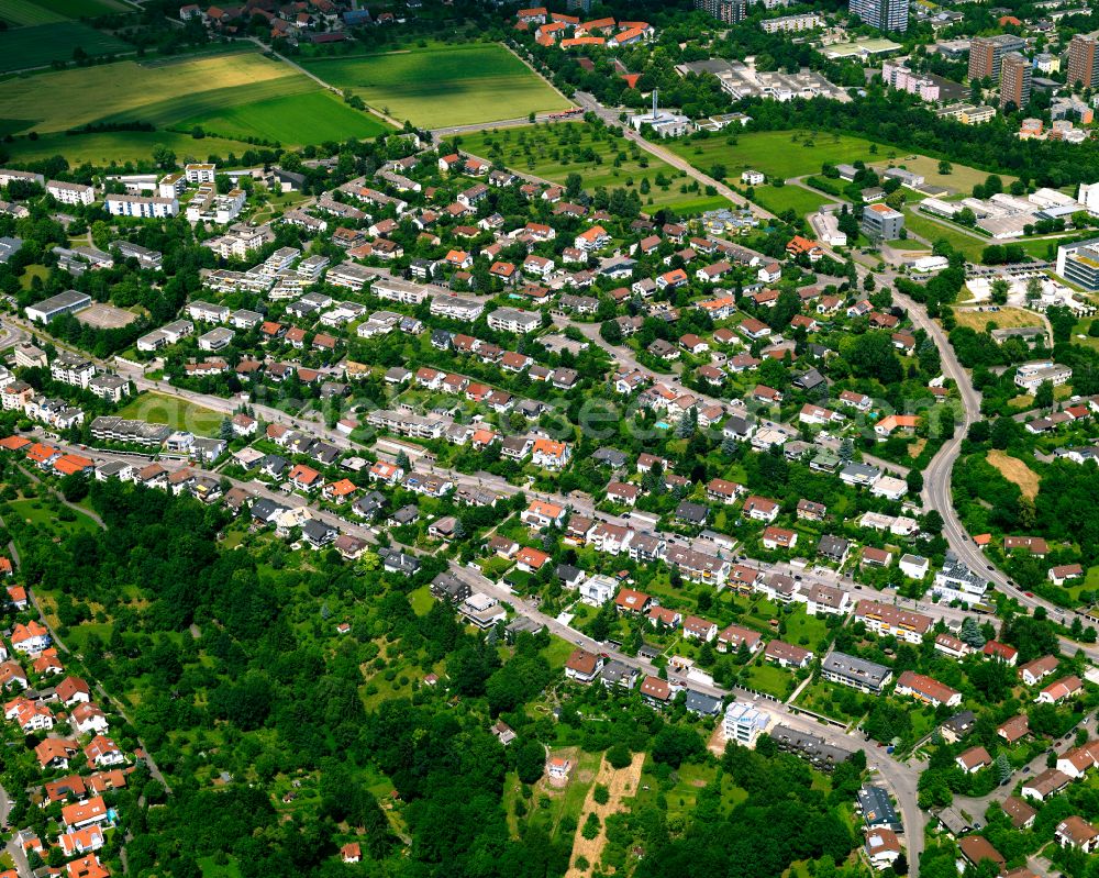 Aerial photograph Tübingen - Residential area construction site of a mixed development with multi-family houses and single-family houses- New building at the in Tübingen in the state Baden-Wuerttemberg, Germany