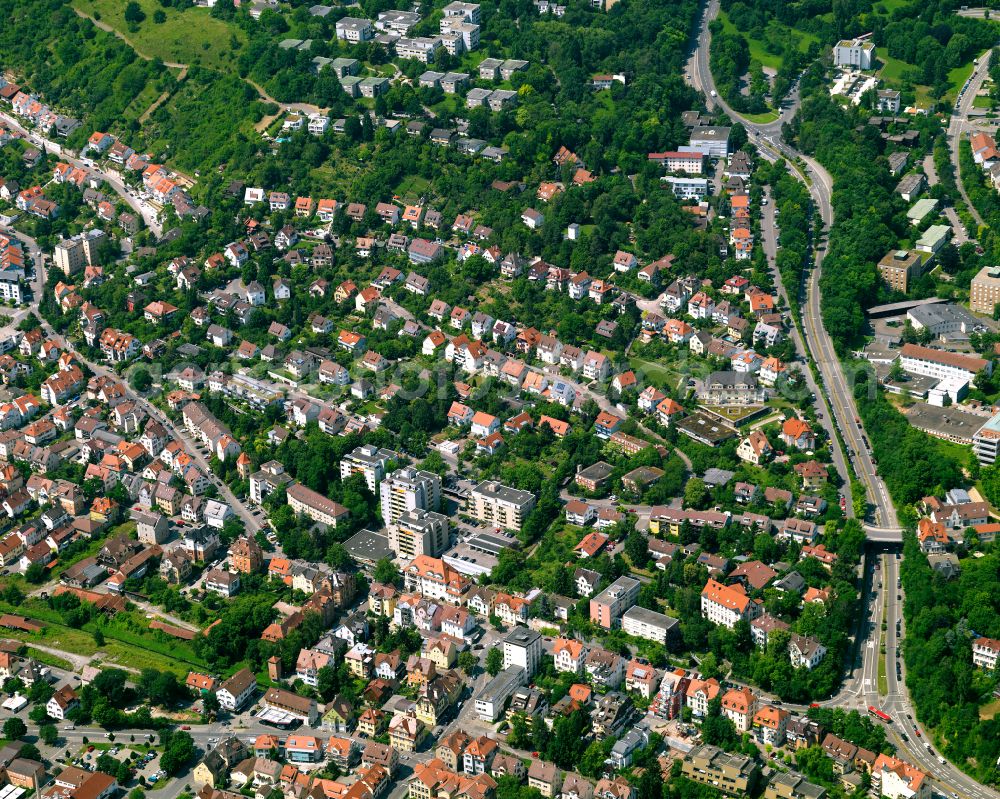 Tübingen from above - Residential area construction site of a mixed development with multi-family houses and single-family houses- New building at the in Tübingen in the state Baden-Wuerttemberg, Germany