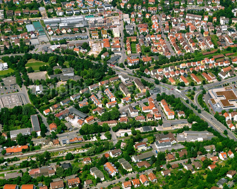 Aerial image Tübingen - Residential area construction site of a mixed development with multi-family houses and single-family houses- New building at the in Tübingen in the state Baden-Wuerttemberg, Germany