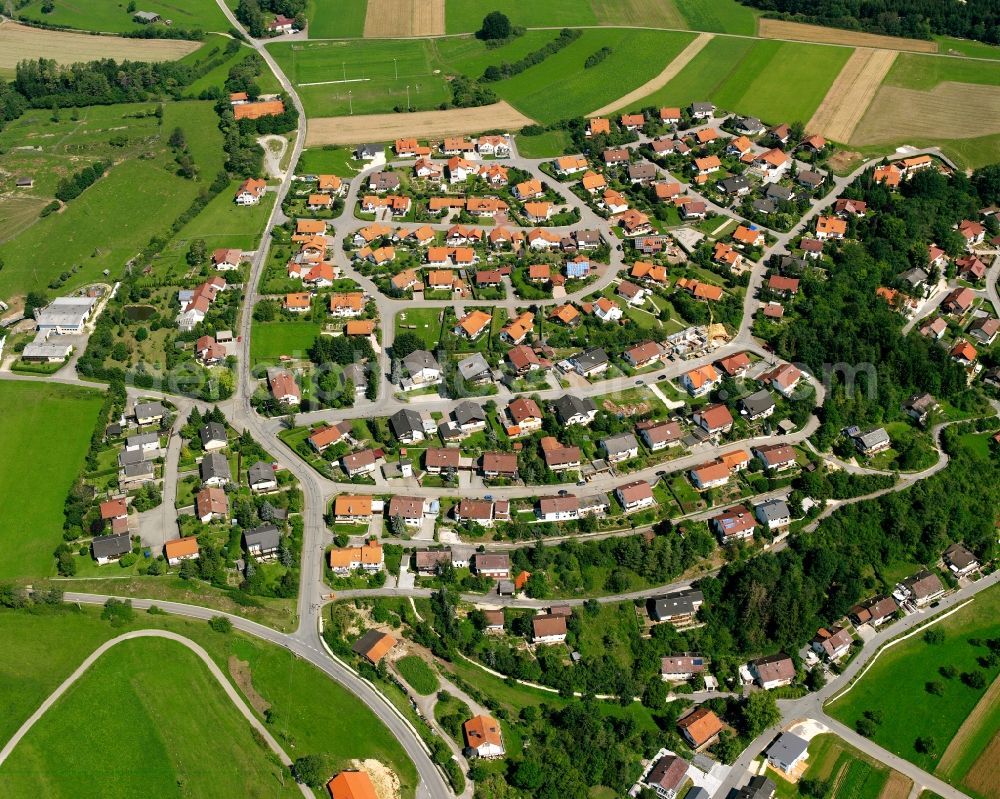 Veringenstadt from above - Residential area construction site of a mixed development with multi-family houses and single-family houses- New building at the in Veringenstadt in the state Baden-Wuerttemberg, Germany