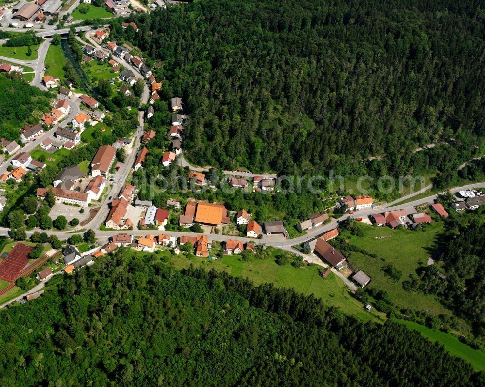 Veringenstadt from above - Residential area construction site of a mixed development with multi-family houses and single-family houses- New building at the in Veringenstadt in the state Baden-Wuerttemberg, Germany