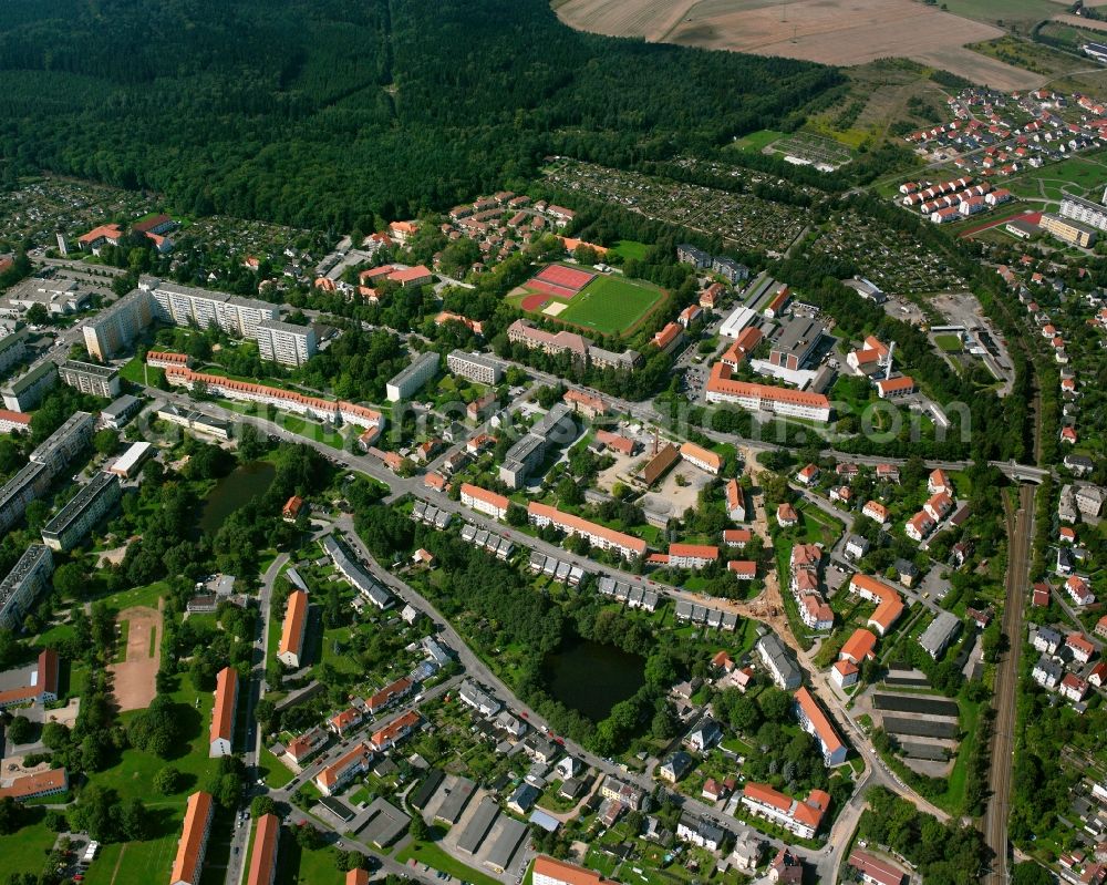 Wasserberg from above - Residential area construction site of a mixed development with multi-family houses and single-family houses- New building at the in Wasserberg in the state Saxony, Germany