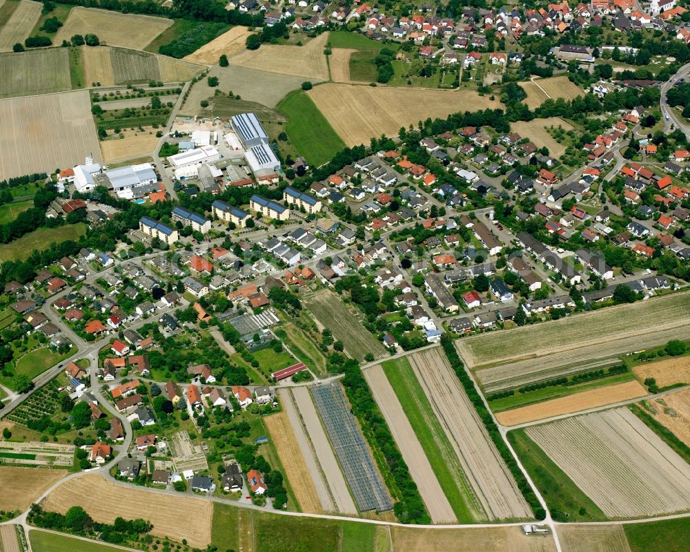 Aerial photograph Weitenung - Residential area construction site of a mixed development with multi-family houses and single-family houses- New building at the in Weitenung in the state Baden-Wuerttemberg, Germany