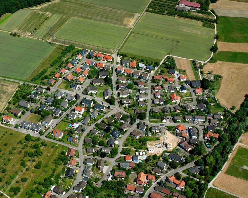 Weitenung from above - Residential area construction site of a mixed development with multi-family houses and single-family houses- New building at the in Weitenung in the state Baden-Wuerttemberg, Germany