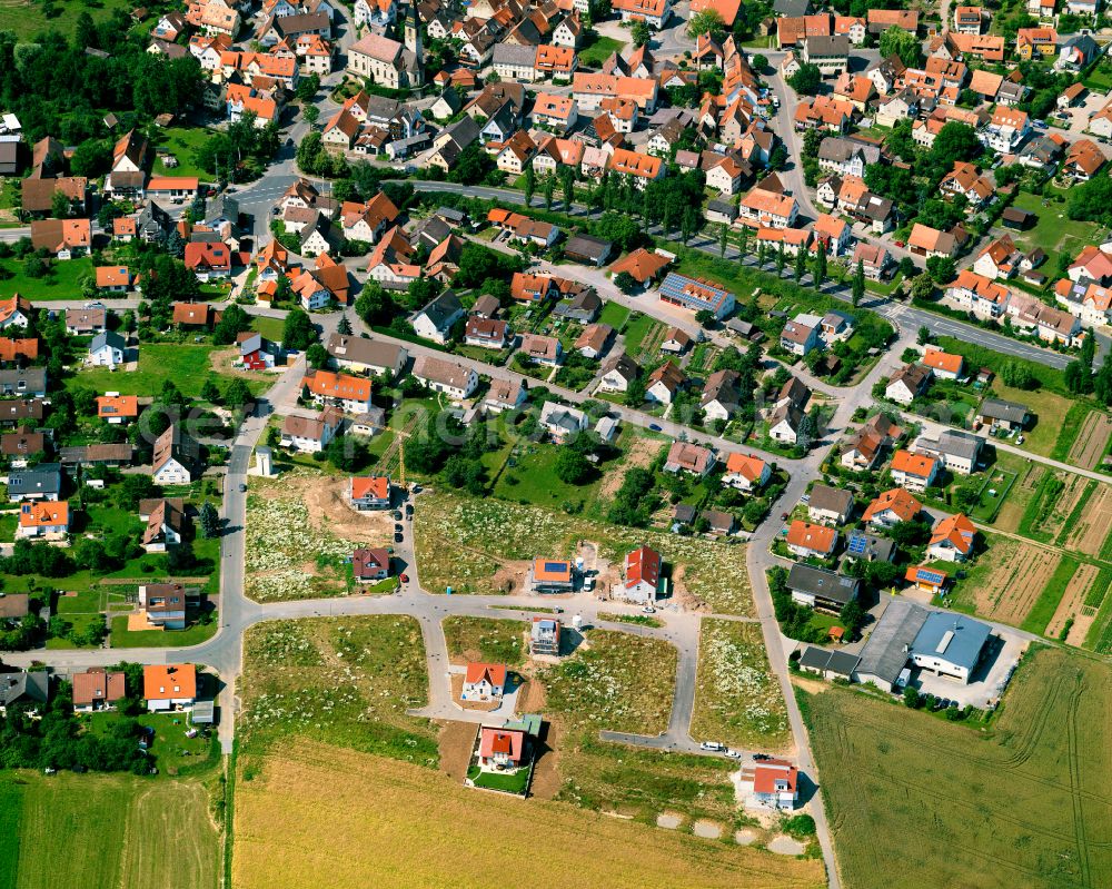 Aerial image Wendelsheim - Residential area construction site of a mixed development with multi-family houses and single-family houses- New building at the in Wendelsheim in the state Baden-Wuerttemberg, Germany