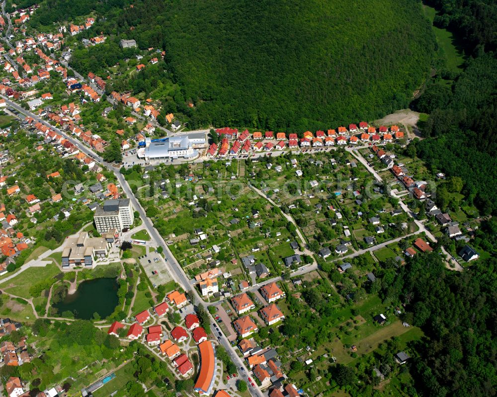 Aerial image Wernigerode - Residential area construction site of a mixed development with multi-family houses and single-family houses- New building at the in Wernigerode in the Harz in the state Saxony-Anhalt, Germany