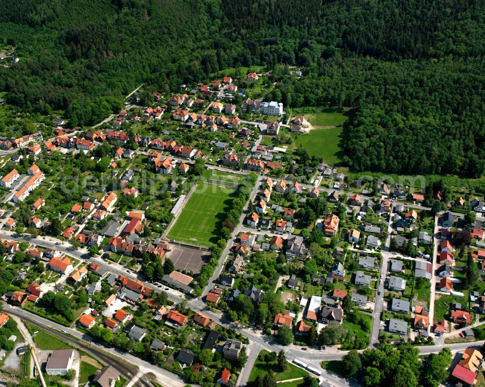 Aerial photograph Wernigerode - Residential area construction site of a mixed development with multi-family houses and single-family houses- New building at the in Wernigerode in the Harz in the state Saxony-Anhalt, Germany