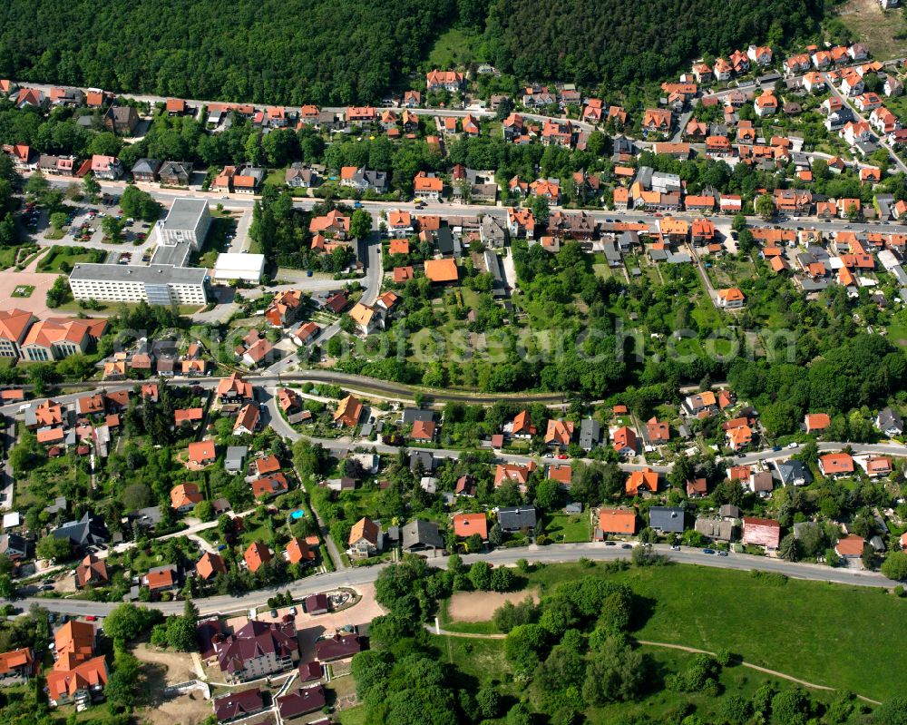 Wernigerode from above - Residential area construction site of a mixed development with multi-family houses and single-family houses- New building at the in Wernigerode in the Harz in the state Saxony-Anhalt, Germany