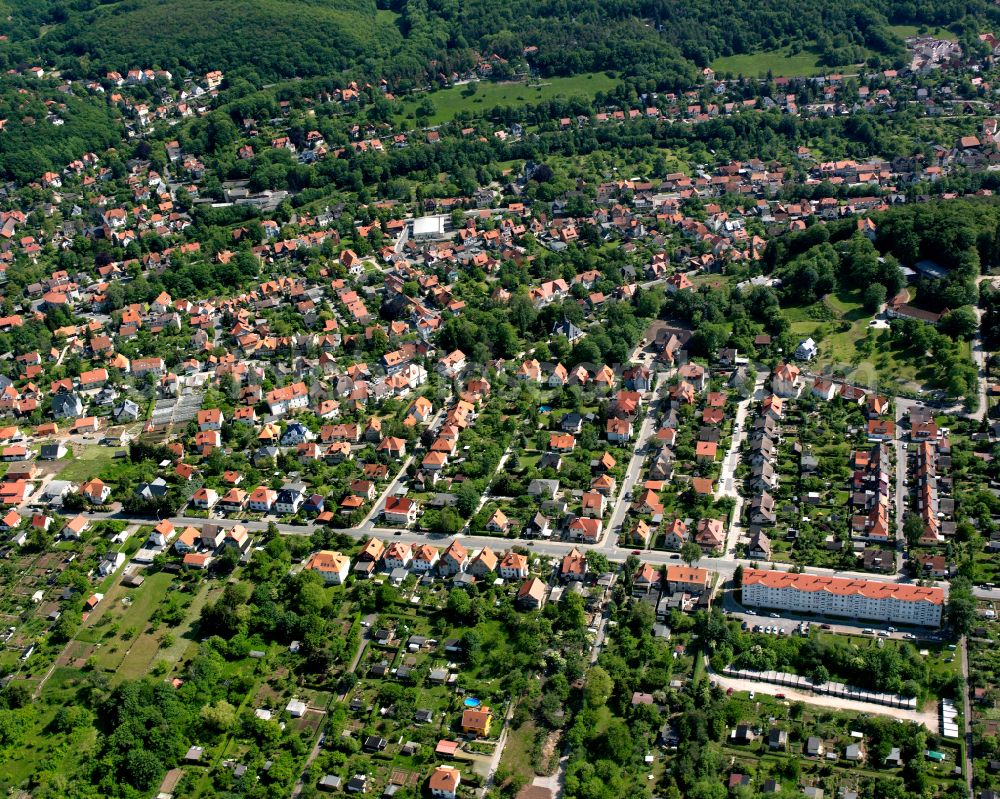 Aerial image Wernigerode - Residential area construction site of a mixed development with multi-family houses and single-family houses- New building at the in Wernigerode in the Harz in the state Saxony-Anhalt, Germany