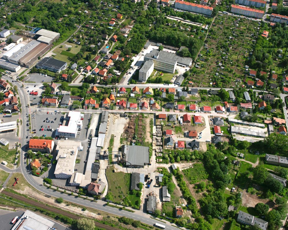 Wernigerode from the bird's eye view: Residential area construction site of a mixed development with multi-family houses and single-family houses- New building at the in Wernigerode in the Harz in the state Saxony-Anhalt, Germany