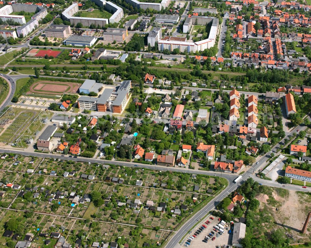 Wernigerode from above - Residential area construction site of a mixed development with multi-family houses and single-family houses- New building at the in Wernigerode in the Harz in the state Saxony-Anhalt, Germany