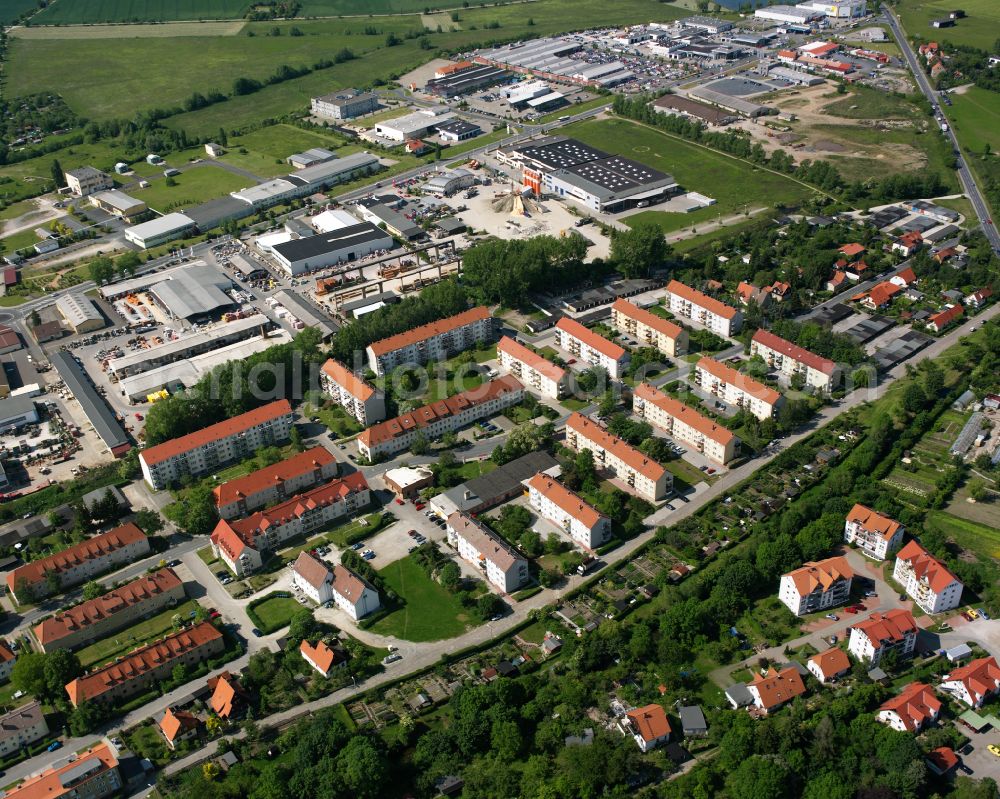 Aerial image Wernigerode - Residential area construction site of a mixed development with multi-family houses and single-family houses- New building at the in Wernigerode in the Harz in the state Saxony-Anhalt, Germany