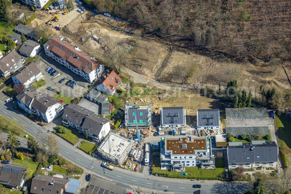 Aerial photograph Wetter (Ruhr) - Residential area construction site of a mixed development with multi-family houses and single-family houses- New building at the Schmiedestrasse in the district Wengern in Wetter (Ruhr) at Ruhrgebiet in the state North Rhine-Westphalia, Germany