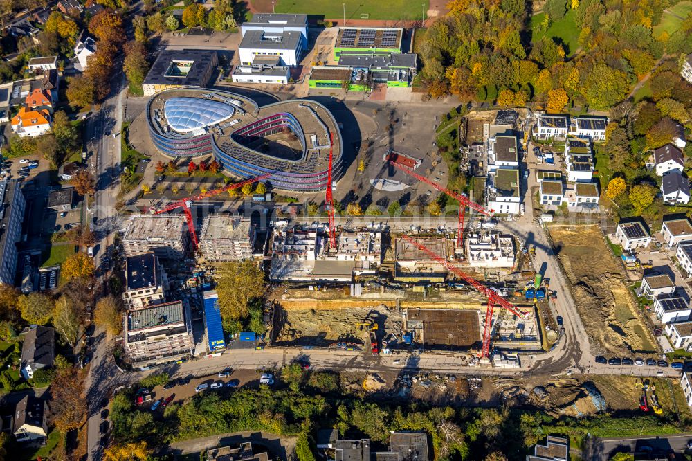 Aerial photograph Bochum - Residential area construction site of a mixed development with multi-family houses and single-family houses- New building Quartier 47 at the on Querenburger Strasse in the district Wiemelhausen in Bochum at Ruhrgebiet in the state North Rhine-Westphalia, Germany