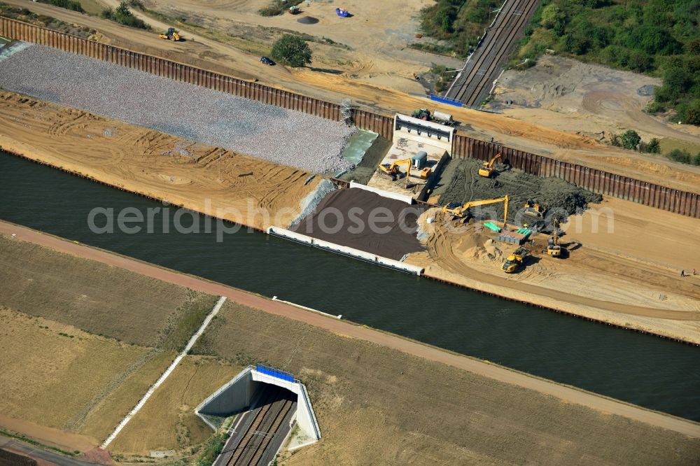 Aerial photograph Wolmirstedt - Construction to deepen the Mittelland Canal at Wolmirstedt in Saxony-Anhalt