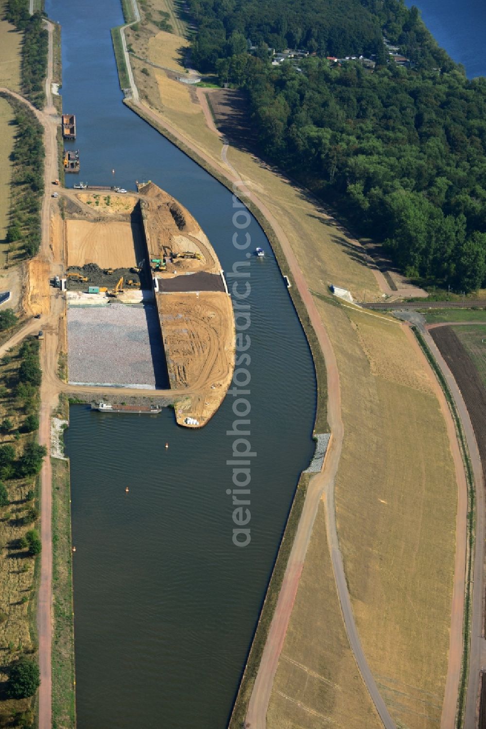 Aerial photograph Wolmirstedt - Construction to deepen the Mittelland Canal at Wolmirstedt in Saxony-Anhalt