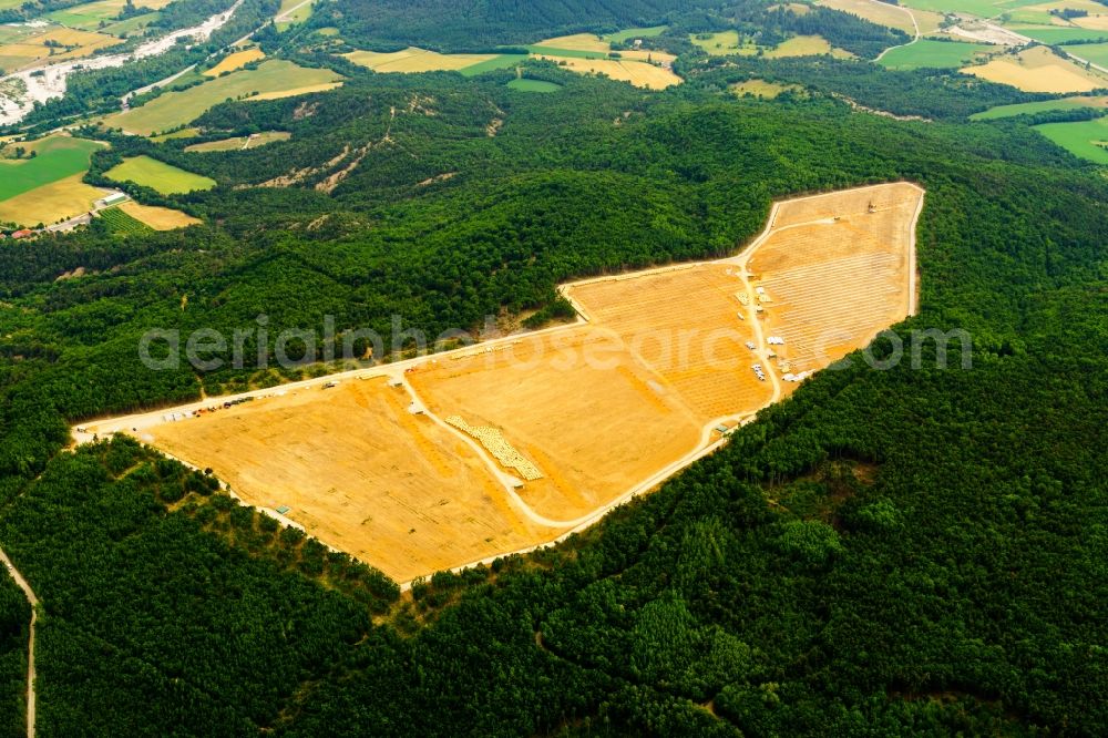 La Bâtie-Montsaléon from the bird's eye view: Construction site and assembly work for solar park and solar power plant in La Batie-Montsaleon in Provence-Alpes-Cote d'Azur, France