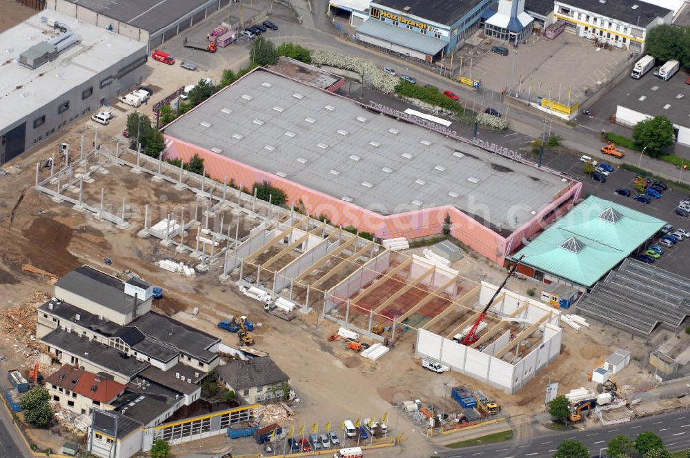 Aerial image Braunschweig - Baustelle / Neubau neuer Filialen von Fressnapf XXL, Haustierbedarf, und Equiva, Reitsportbedarf, an der Frankfurter Straße. Equive ist ein Unternehmen der Fressnapf Gruppe und bedient über das Franchisesystem den Reitsporteinzelhandel.