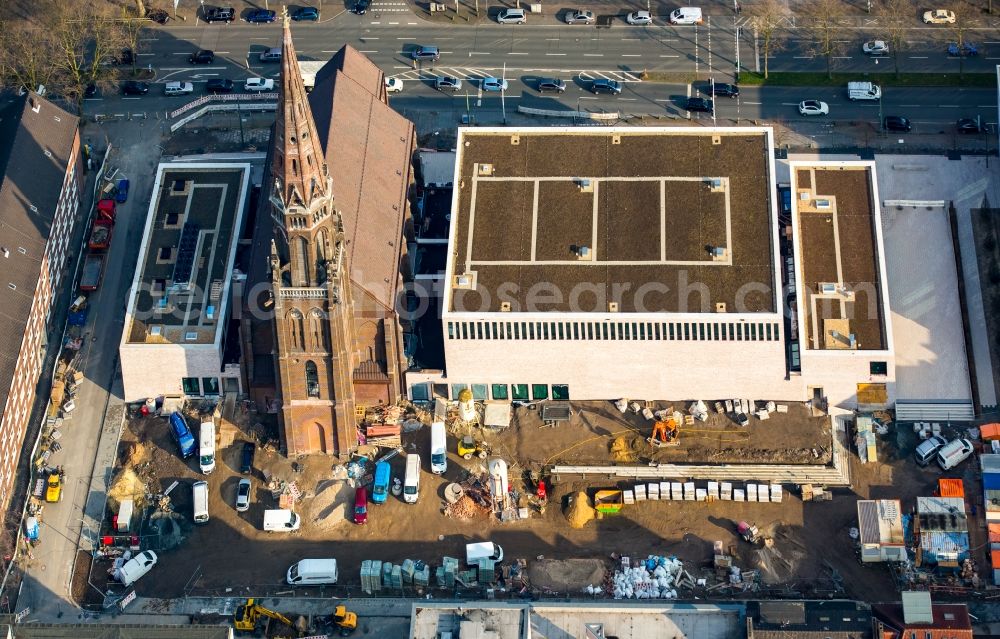 Bochum from above - Music Center of the Bochum Symphony Foundation at the St.Marienkirche in Bochum in North Rhine-Westphalia