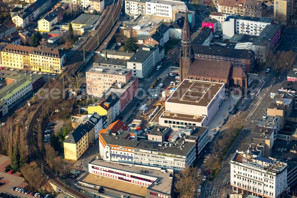 Bochum from the bird's eye view: Music Center of the Bochum Symphony Foundation at the St.Marienkirche in Bochum in North Rhine-Westphalia