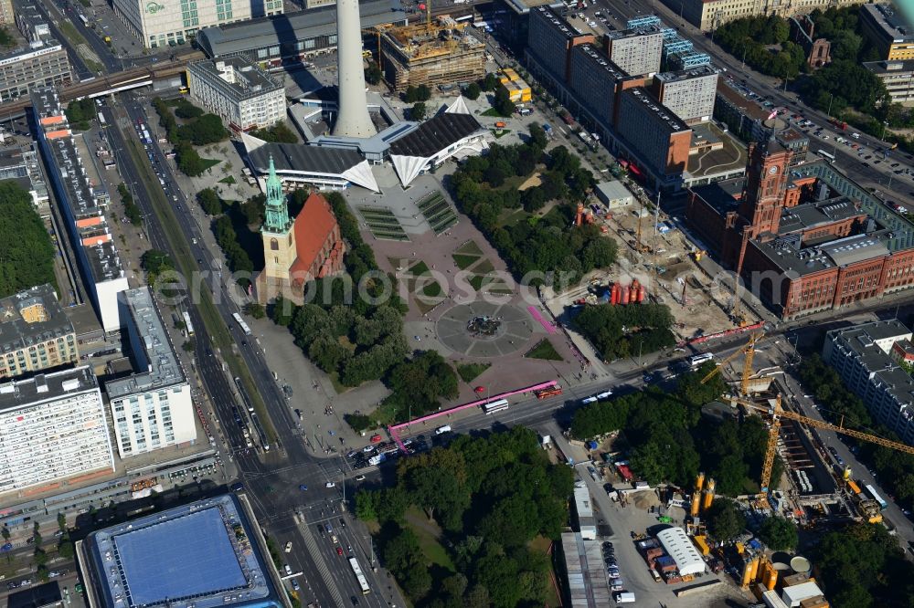 Aerial photograph Berlin - Construction site Berliner Rathaus Station of the underground line expansion U5 of the BVG in Berlin-Mitte