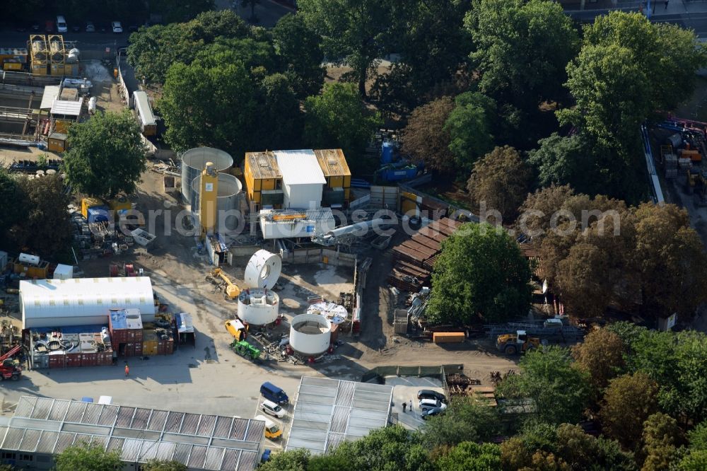 Aerial photograph Berlin Mitte - Construction site Berliner Rathaus Station of the underground line expansion U5 of the BVG in Berlin-Mitte