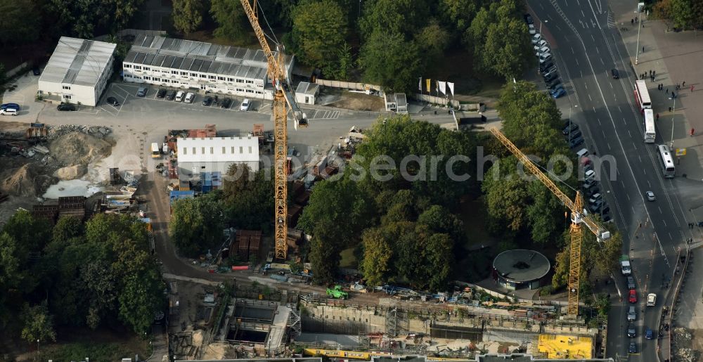 Aerial image Berlin - Construction site Berliner Rathaus Station of the underground line expansion U5 of the BVG in Berlin-Mitte