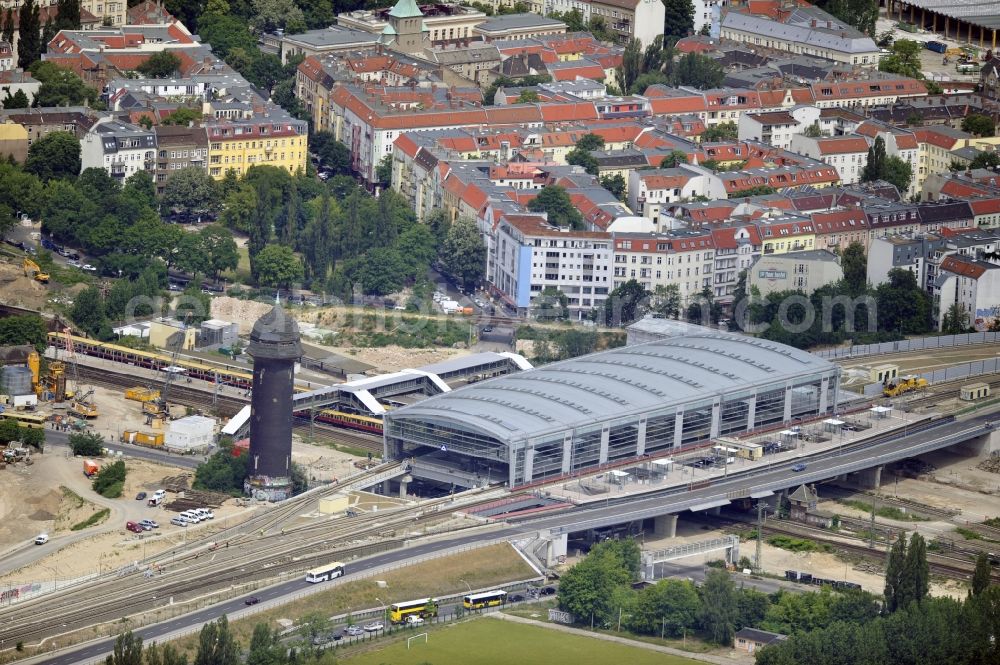 Aerial photograph Berlin - Construction site of the alteration and new build Berlin S-Bahn station Ostkreuz